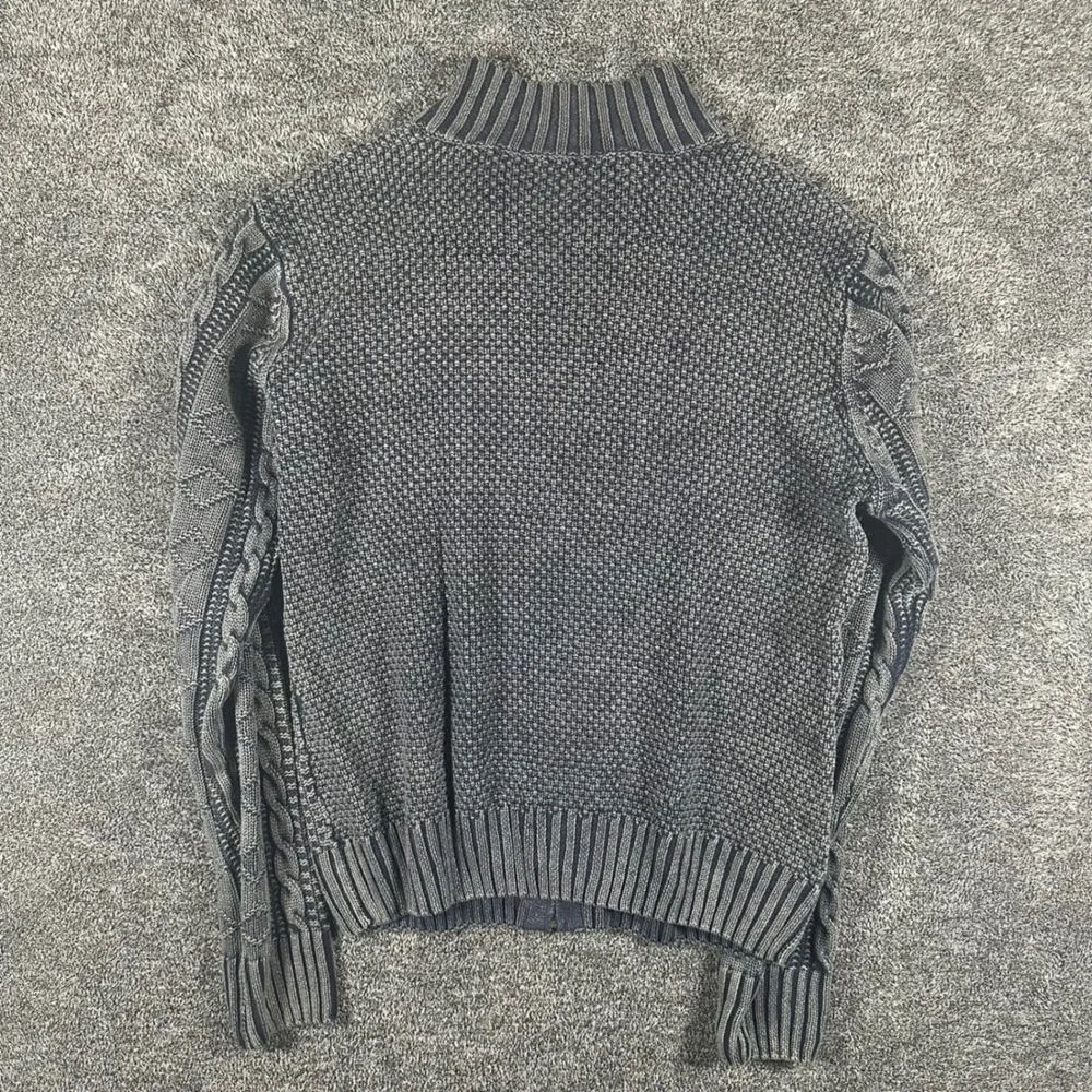 Carbon 2 Cobalt Sweater Mens Large Blue Full Zip Cable Knit Stavanger Fisherman